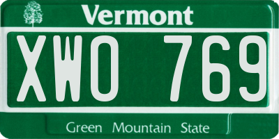 VT license plate XWO769