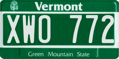 VT license plate XWO772