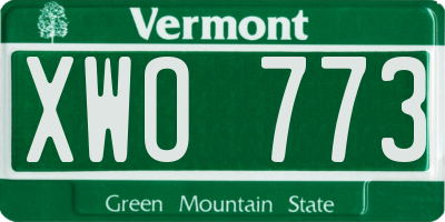 VT license plate XWO773