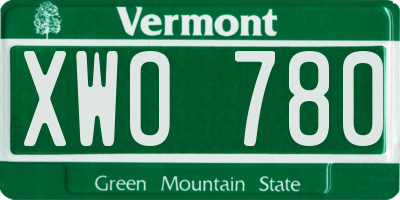 VT license plate XWO780