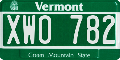 VT license plate XWO782