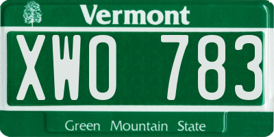 VT license plate XWO783