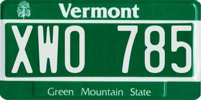 VT license plate XWO785