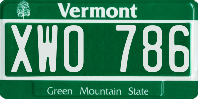 VT license plate XWO786