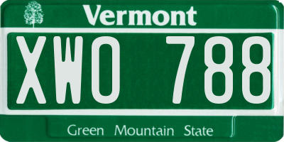 VT license plate XWO788