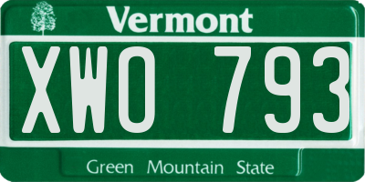 VT license plate XWO793