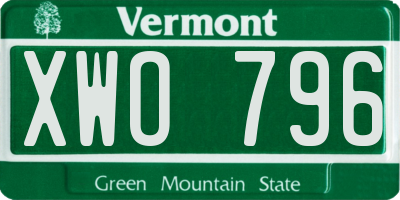 VT license plate XWO796