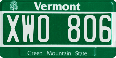 VT license plate XWO806