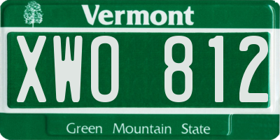 VT license plate XWO812