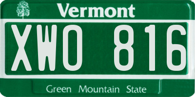 VT license plate XWO816