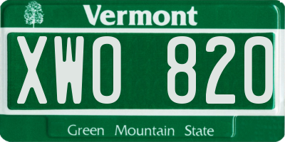 VT license plate XWO820