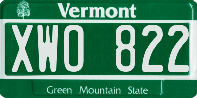 VT license plate XWO822