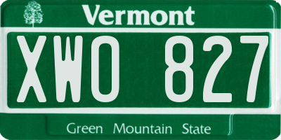 VT license plate XWO827