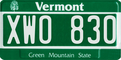 VT license plate XWO830