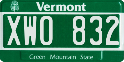 VT license plate XWO832