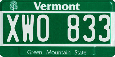 VT license plate XWO833