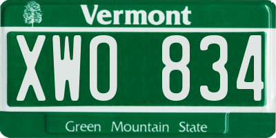VT license plate XWO834