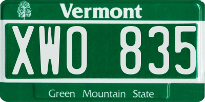 VT license plate XWO835