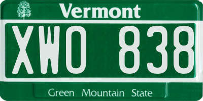 VT license plate XWO838