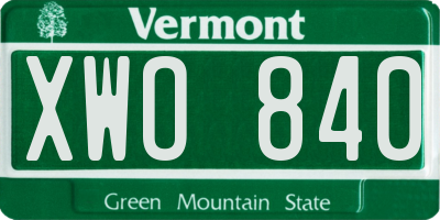 VT license plate XWO840