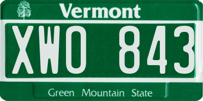 VT license plate XWO843
