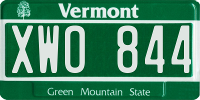 VT license plate XWO844