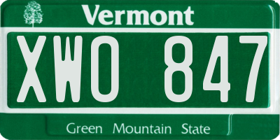 VT license plate XWO847