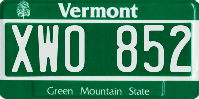 VT license plate XWO852