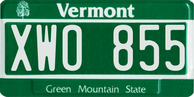 VT license plate XWO855