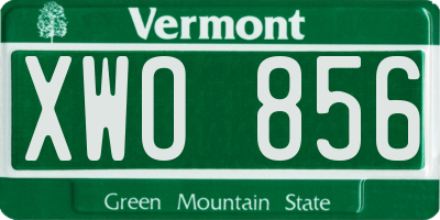 VT license plate XWO856