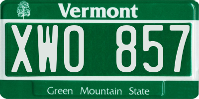 VT license plate XWO857