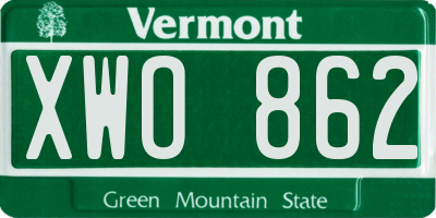 VT license plate XWO862