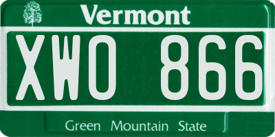 VT license plate XWO866