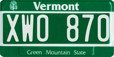 VT license plate XWO870