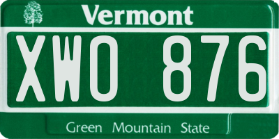 VT license plate XWO876