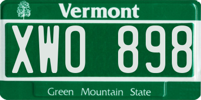 VT license plate XWO898