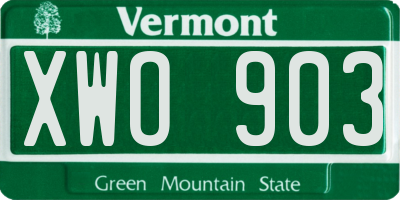 VT license plate XWO903