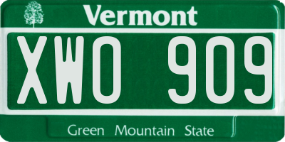 VT license plate XWO909