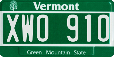 VT license plate XWO910