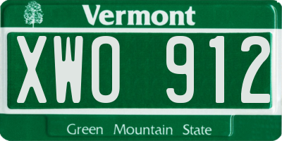 VT license plate XWO912