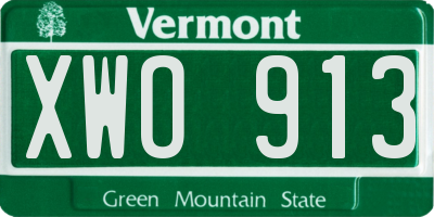 VT license plate XWO913