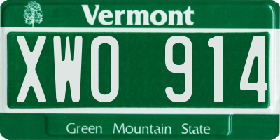 VT license plate XWO914