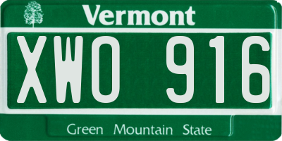 VT license plate XWO916