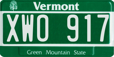 VT license plate XWO917