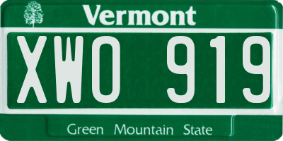 VT license plate XWO919