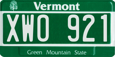 VT license plate XWO921