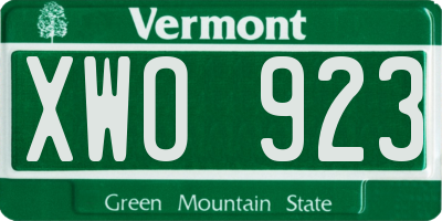 VT license plate XWO923