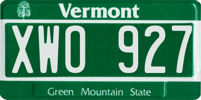 VT license plate XWO927
