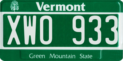 VT license plate XWO933