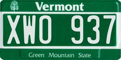 VT license plate XWO937